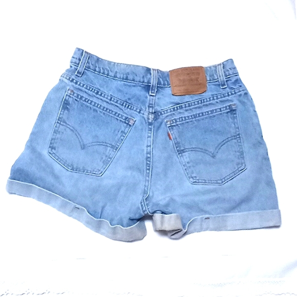 MADE IN USA Levi's Orange Tab 954 100% Cotton Distressed Denim Shorts *VINTAGE* - Picture 1 of 16